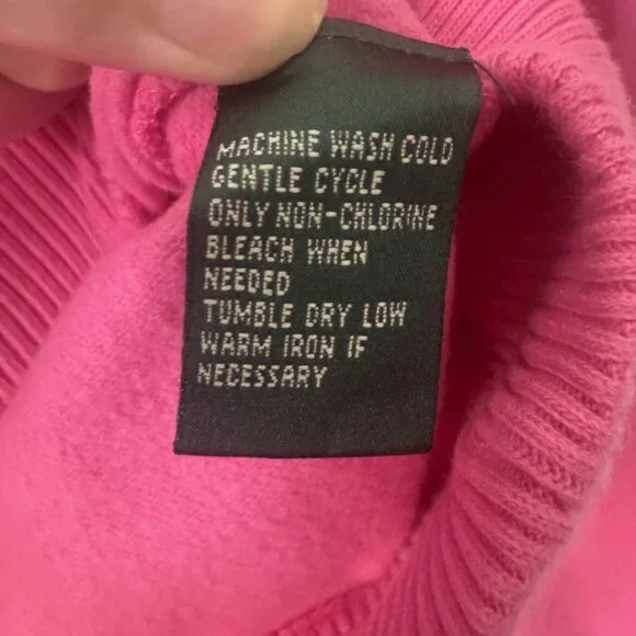 Lauren Ralph Lauren Pullover Pink L Front Zipper Pockets Made in USA **FLAW** - Picture 6 of 14